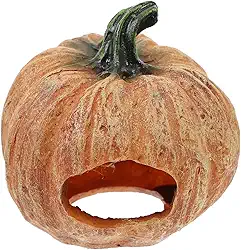 Amosfun Caverna de esconderijo de répteis para tartarugas, sapos e lagartos, decoração em forma de abóbora para terrários e aquários, acessório de habitat seguro e leve