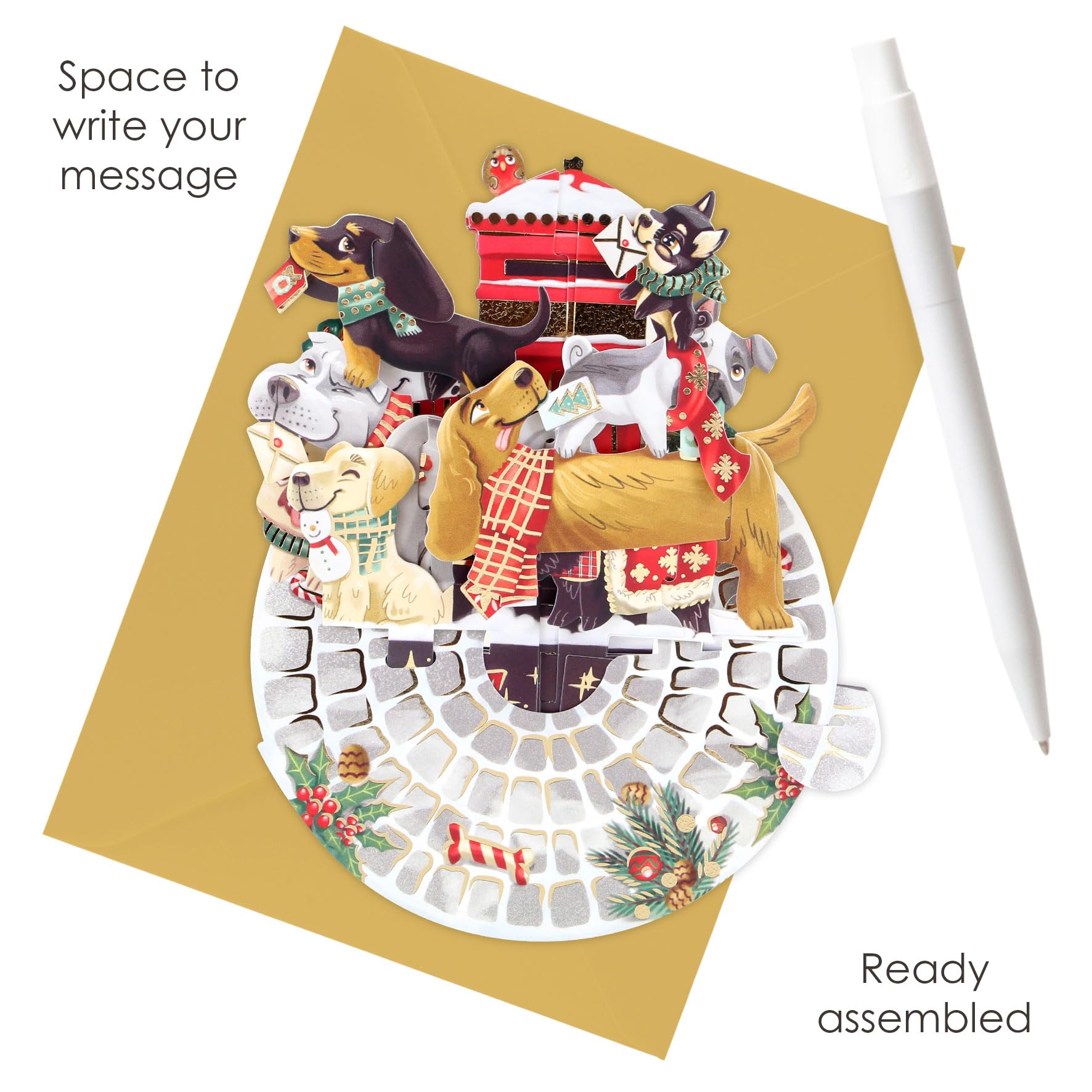 SANTORO Pirouette, Christmas 3D Pop Up Greeting Card - Letters to Santa Paws - for Kids for Family for Him for Her Christmas - Image 4
