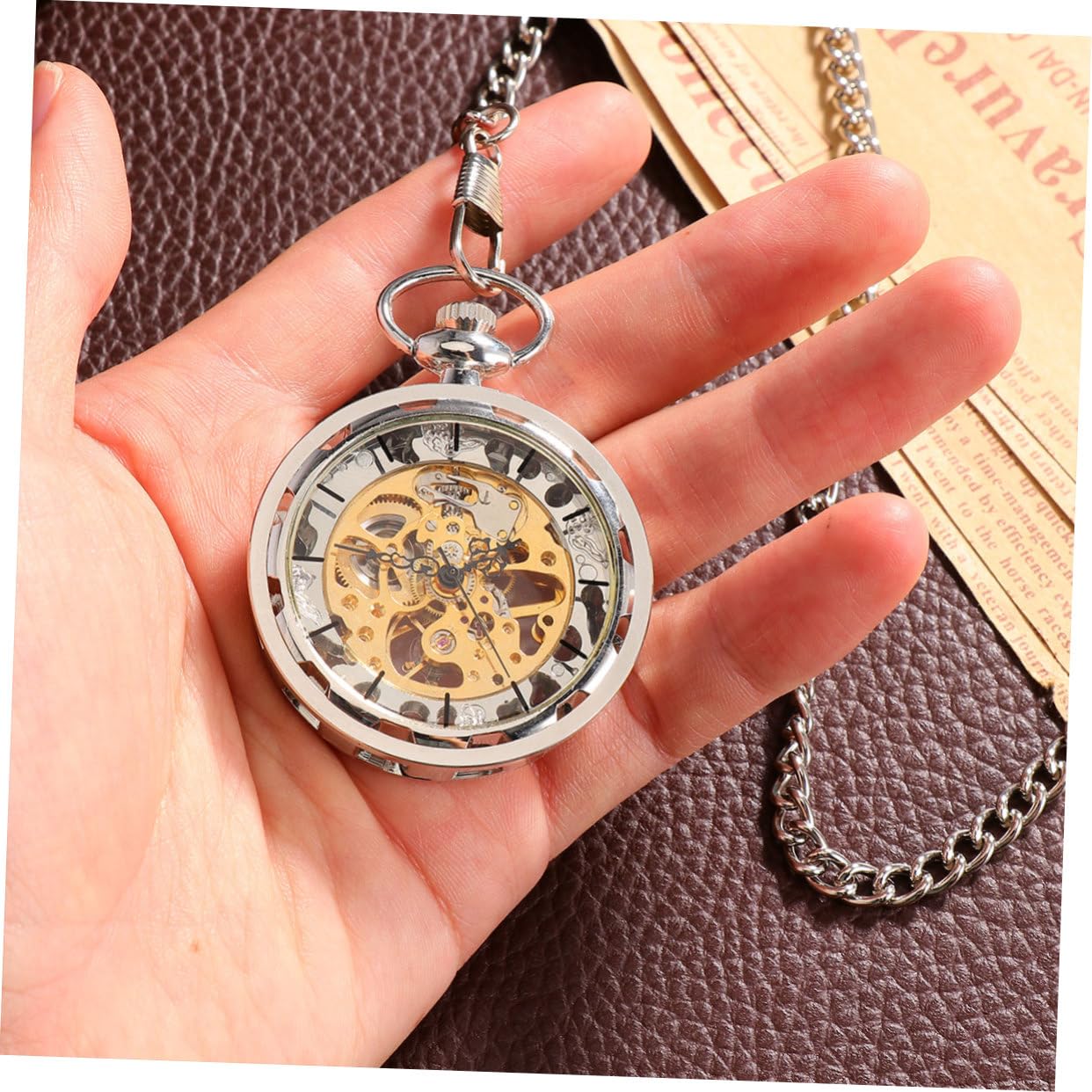 Reloj de Bolsillo Vintage Mecánico Diseño Hueco de Aleación y Mecanismo Manual, Adecuado para Usar como Collar en Ocasiones Obsequios