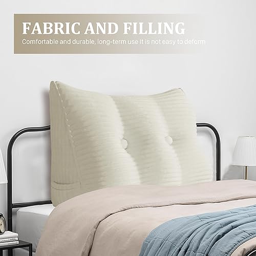 Miniatura 10 de Almohada de cuña para cabecero, almohada de lectura para respaldo cómodo, almohada triangular de lectura con bolsillo lateral, almohadas de respaldo