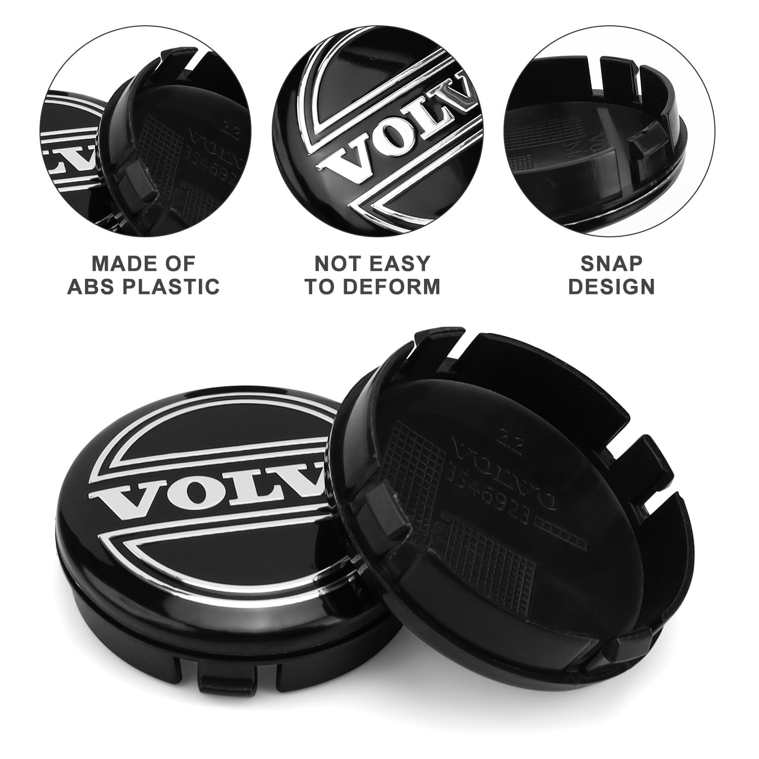 Cache-moyeux Pour Volvo XC90 - Lot De 4, Diamètre 64 Mm, Avec Logo, Protection Anti-rayures