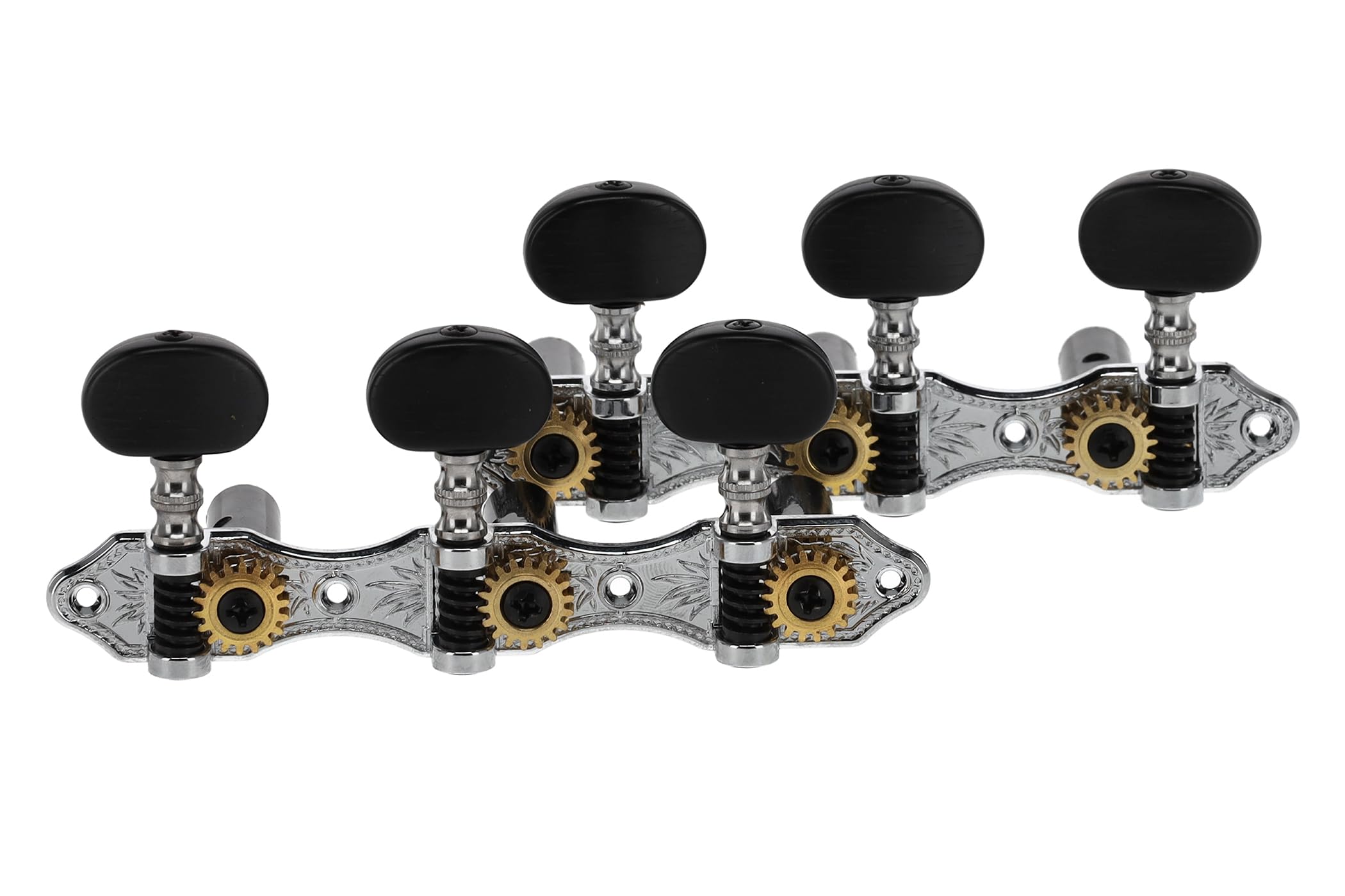 GEWA Meccanica per chitarra classica - Albero in nylon Ø 9,5 mm nero - Distanza tra gli alberi 35 mm - Manopole in acrilico avvitate - Set cromato lucido - senza Lyra