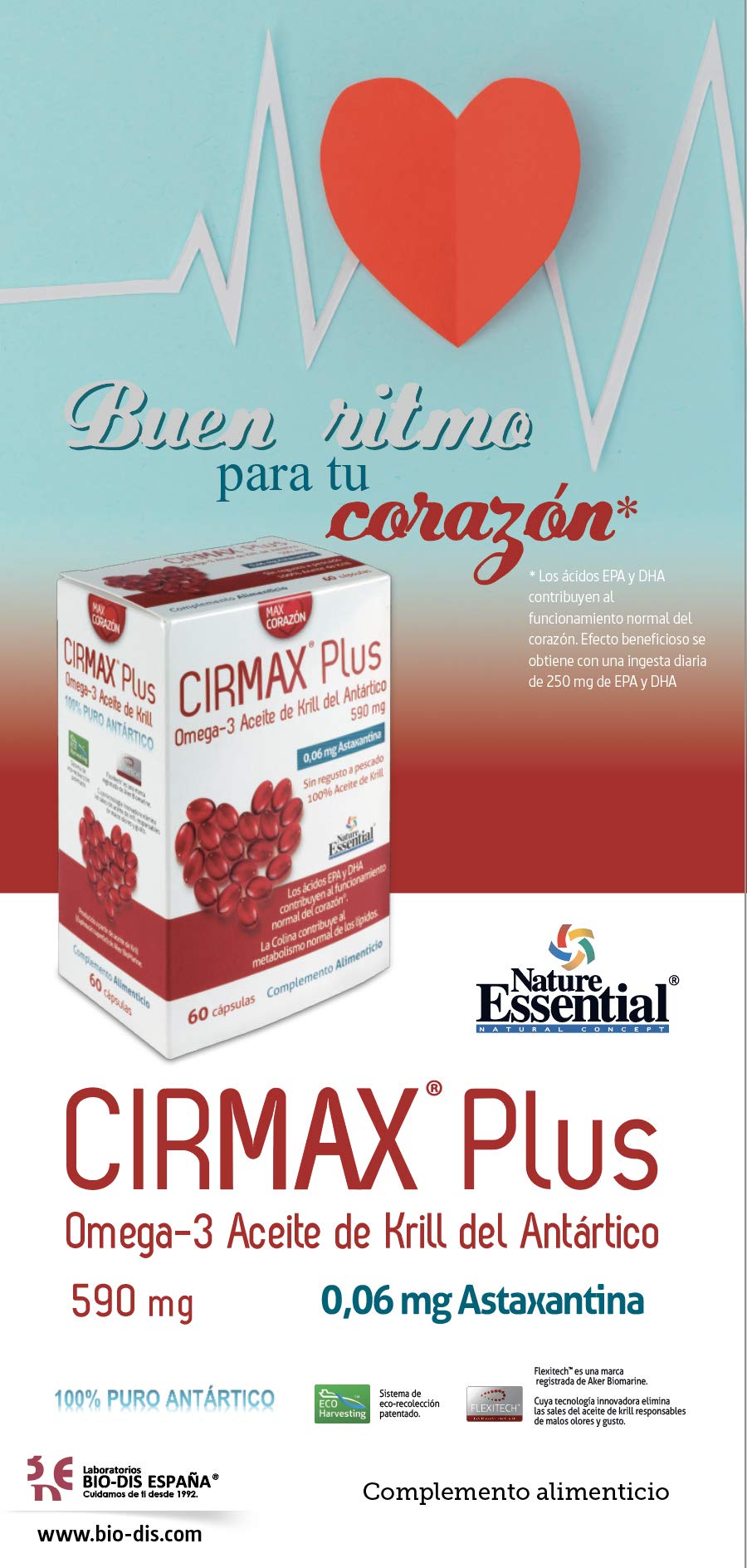 Nature Essential - Aceite de Krill del Antártico - 120 Perlas - 2 Meses - Omega 3 y Antioxidante - Ayuda a Sistema Circulatorio - CIRMAX Plus - Pack 2