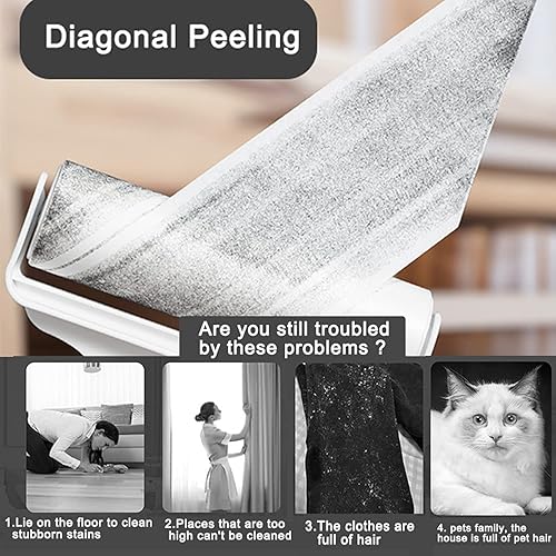 Miniatura 2 de RIKMSS Paquete de 5 repuestos de rodillos de pelusa grandes, 9.5 pulgadas de ancho, 60 hojas por recambio (total 300 hojas), color blanco