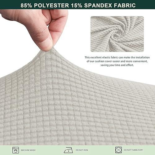 Miniatura 4 de CHUN YI Funda de cojín elástica tamaño grande, adecuada para sillón y sofá, color blanco marfil