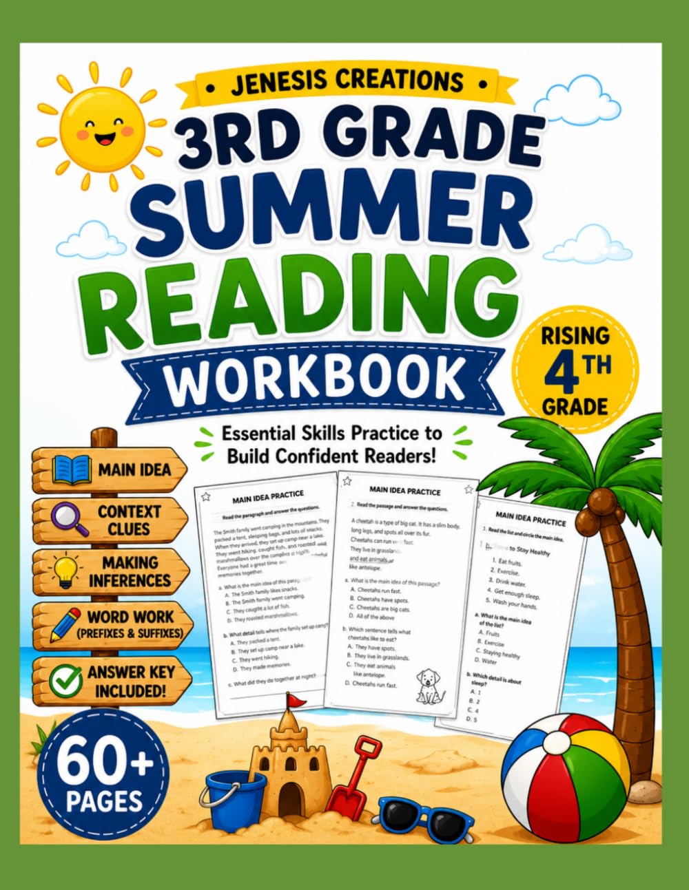 3rd Grade Summer Reading Workbook: Rising 4th Grade Practice with Main Idea, Context Clues, Making Inferences, and Word Work