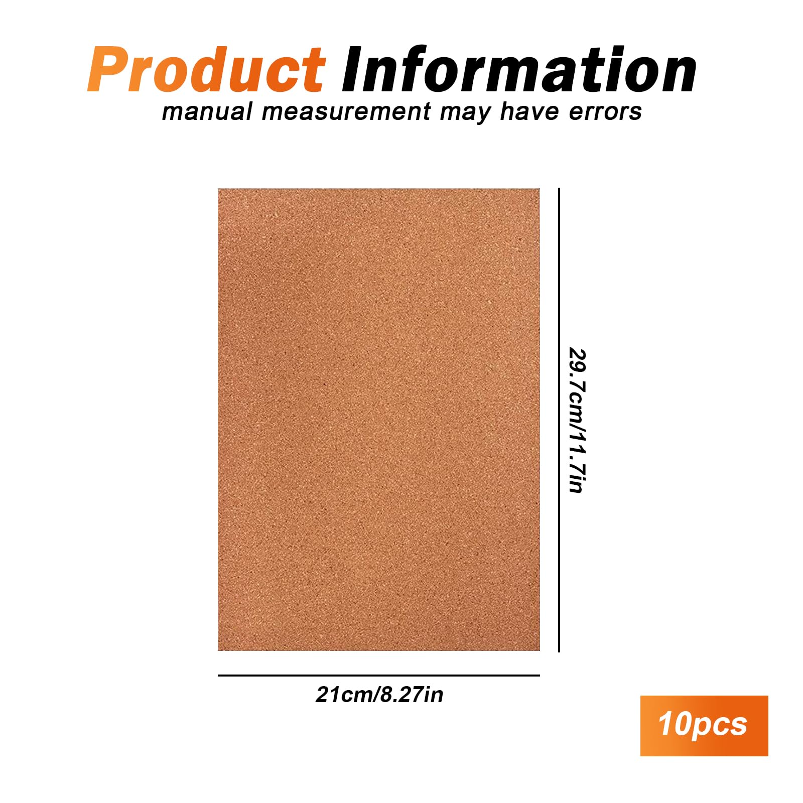 Sporgo Placas de Corcho Autoadhesivas 29,7 x 21 cm 3 mm para Manualidades Tableros de Notas