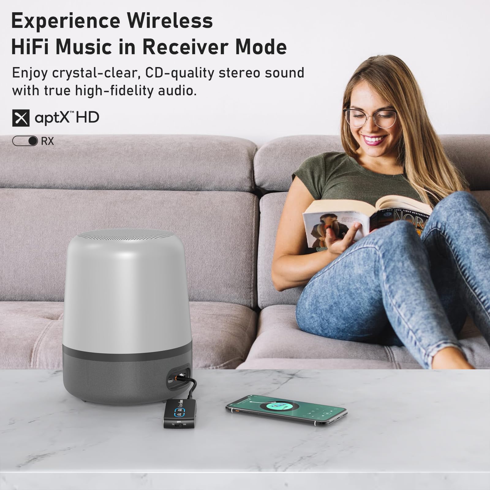 Transmetteur Récepteur Bluetooth 5,3 Pour TV, adaptateur Bluetooth Audio RCA 3,5 mm Jack, Aptx Faible Latence, Audio HiFi Double Link Pour Ordinateur Portable/Avion/Enceinte