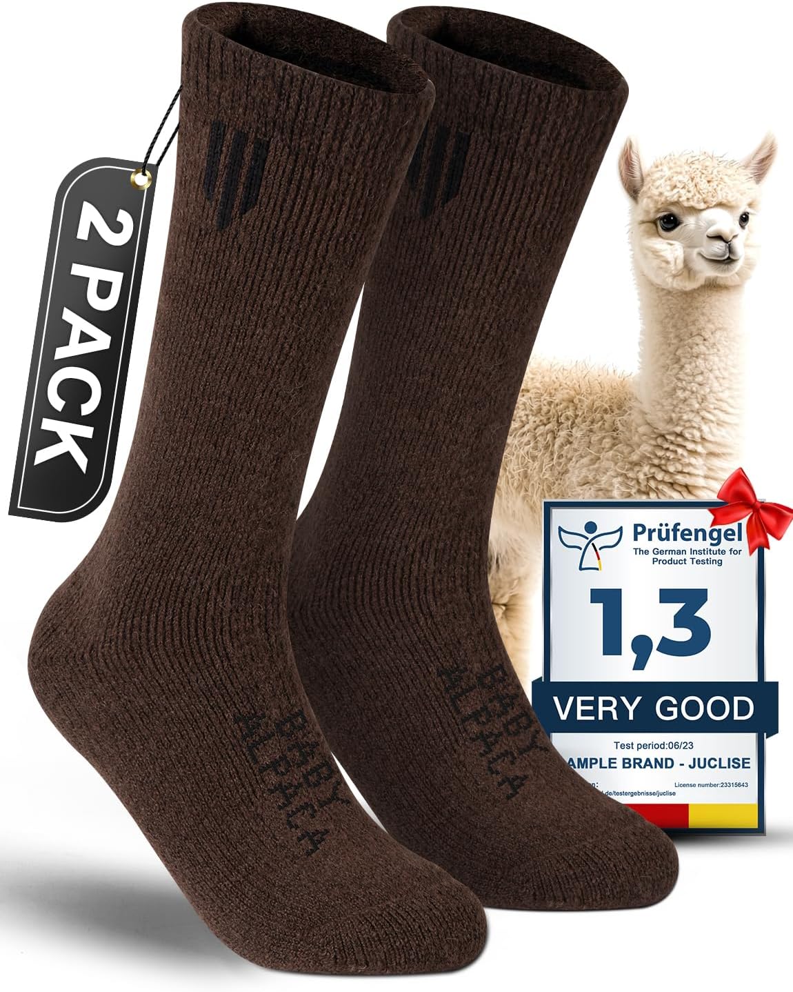 Alpaca Wool Boot Socks 2 pairs for Men and Women,Thick Thermal Winter Socks Cold Weather Hunting Hiking,Moisture Wicking Small Camel