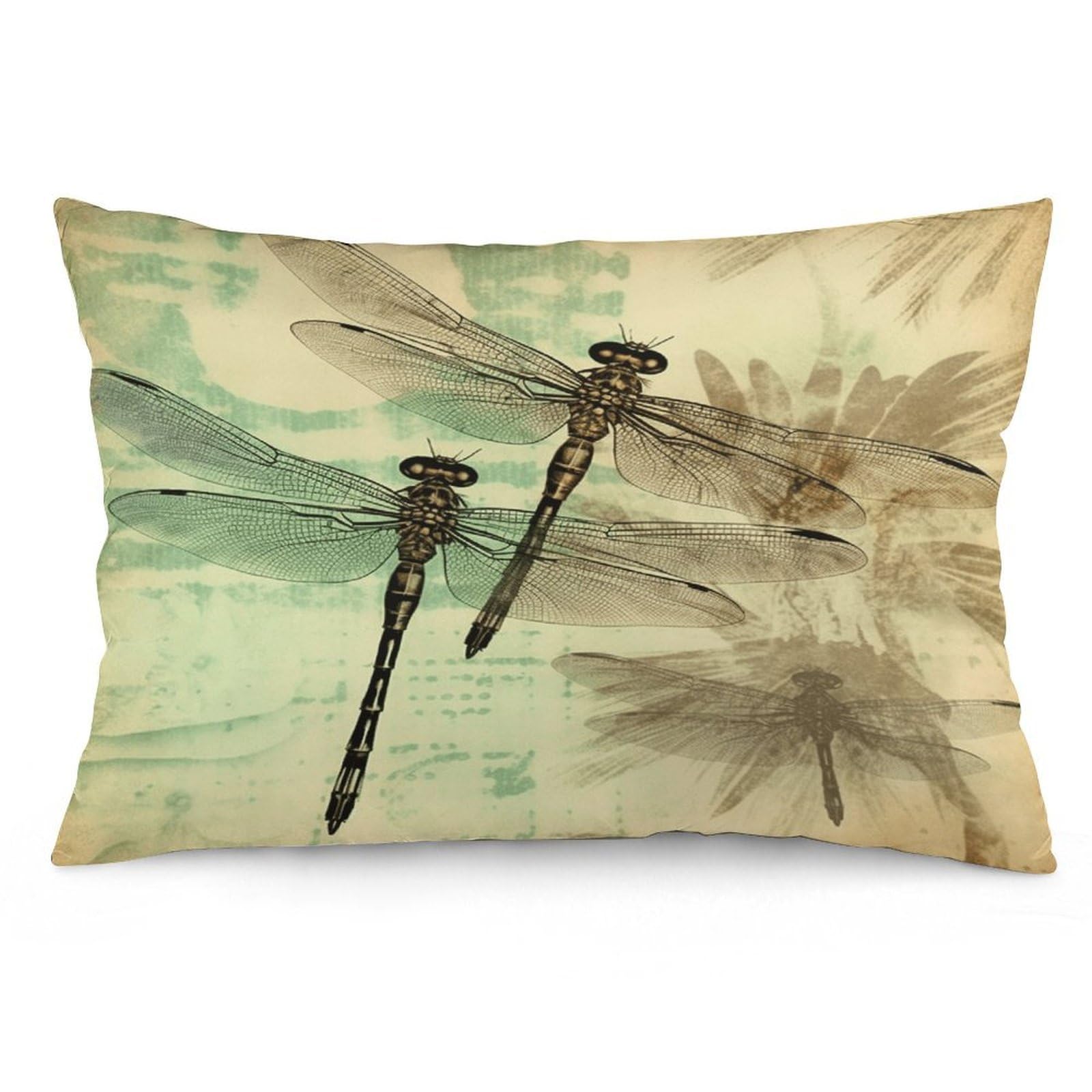 Dragonfly Dragonflies Vintage Throw Pillow Cover Soft Pillow Case Decorative Lumbar Pillow Cover Cozy Throw Pillowcase Polyester Rectangular Cushion Case Decor for Couch Sofa Bed