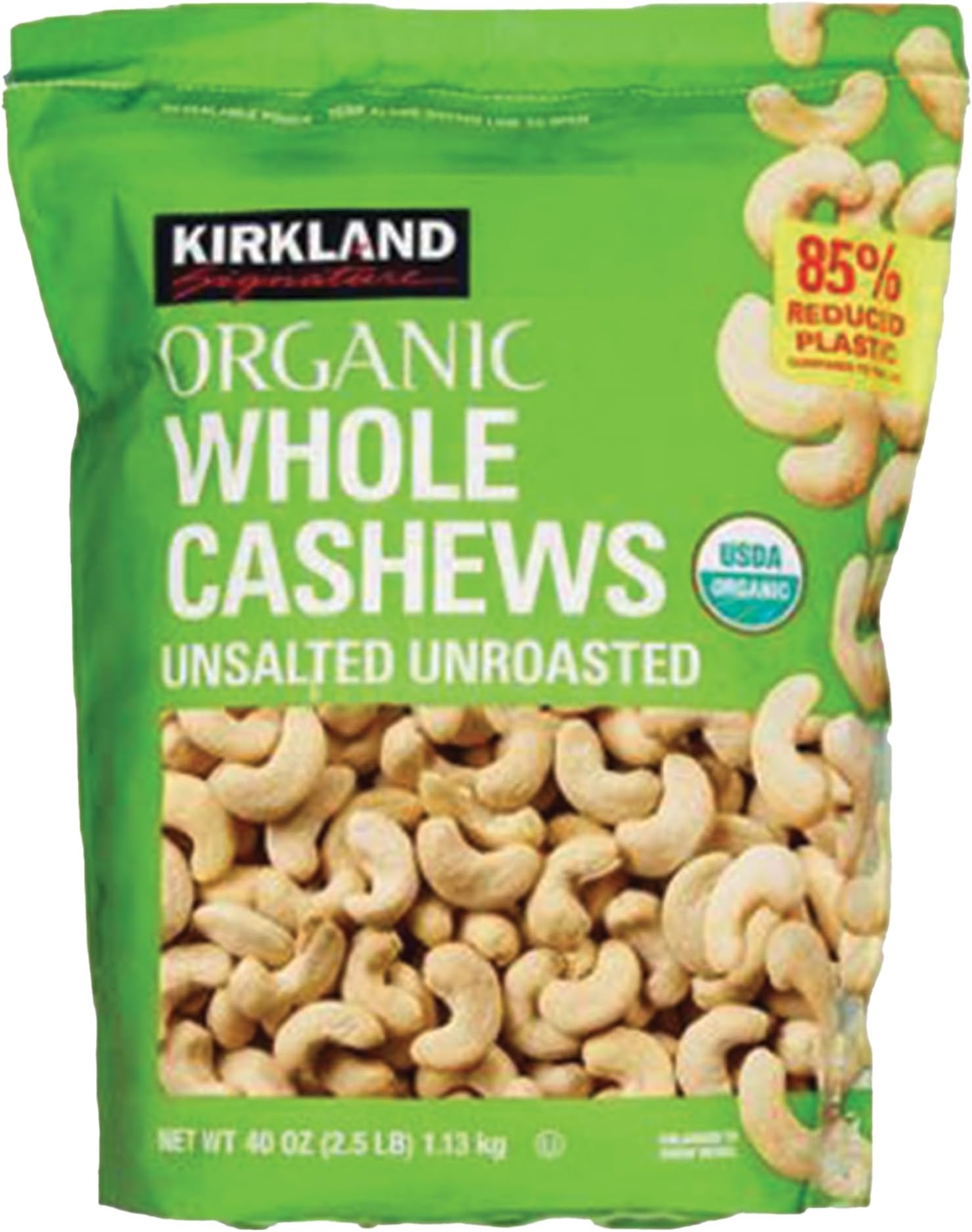 Kirkland Signatures Organic Whole Cashews Unsalted Unroasted, (Family Bundle)