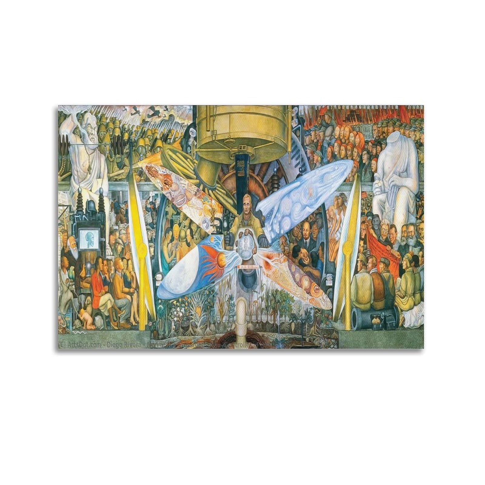 KANGZENG Diego Rivera Painter Works (Man at The Crossroads) Art Posters Wall Art Canvas Living Room Bedroom Decor Artworks 24x36inch(60x90cm)