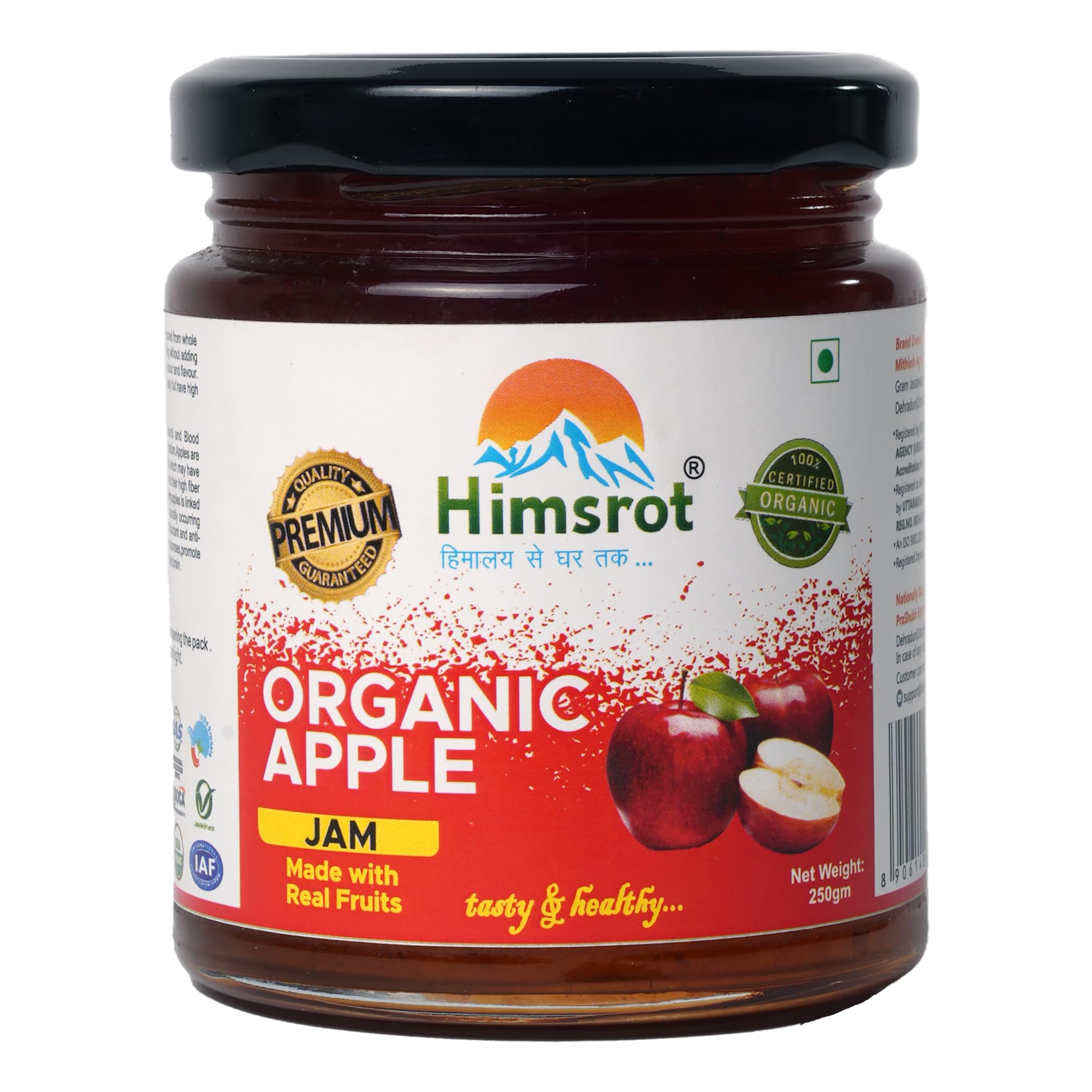 Himsrot Organic Apple Fruit Jam | Fruit Jam For Breakfast | Organic Apple Jam from Himalayas | No Added Preservatives & Colours - 250g (B09MT914VD) Amazon Price History, Amazon Price Tracker