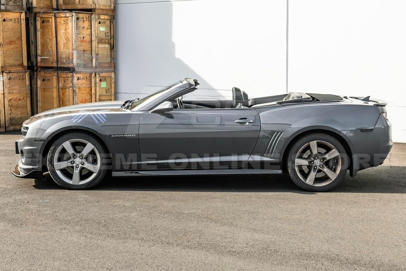 Replacement for 2010-2015 Chevrolet Camaro LT LS SS | ZL1 Style ABS Plastic - Matte Black Side Skirts Rocker Panel Extension Pair SS-841-ABS