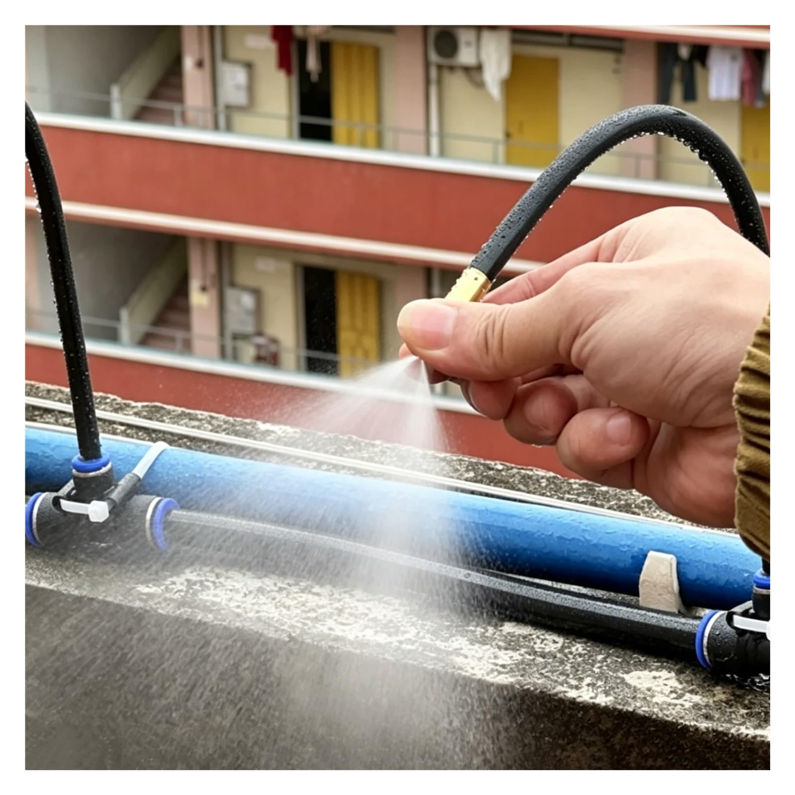 MZZKFC Adjustable Gooseneck Misting Kit, 360° Flexible Bendable Brass Atomizing Mist Nozzles, 16 33 66 98 131 164ft Misting Nozzles Irrigation Kit for Workshop(131.2'/1574.8"/40m)