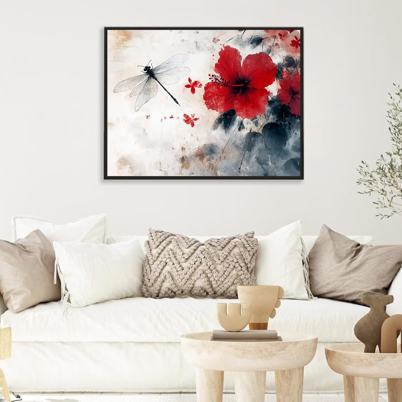 Peinture Numéros Adulte fleur libellule, Peinture Numero avec Pinceaux, Loisirs Créatifs Adultes, Design Moderne Esthétique, Décoration Murale pour Salon & Chambre Sans Châssis 50x70cm m5g-275