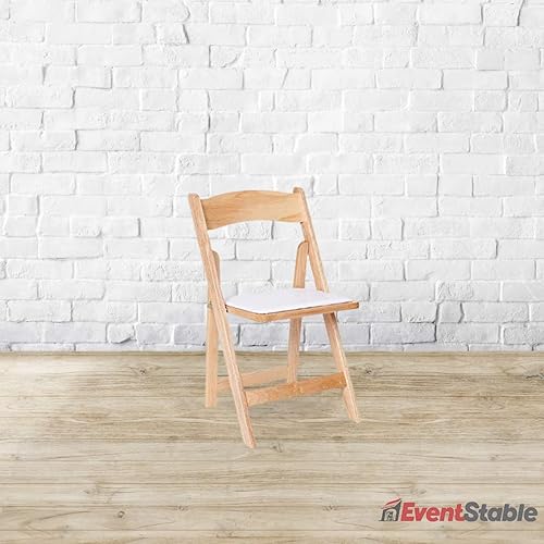 Miniatura 2 de EventStable Titan Series - Silla plegable de madera - Madera de frutas oscura con almohadilla de marfil - Paquete de 4