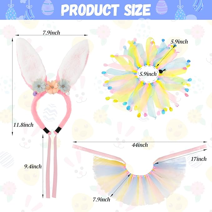 Disfraz de Conejo de Pascua para Perro con Diadema, Collar y Falda Tutú miniatura 3