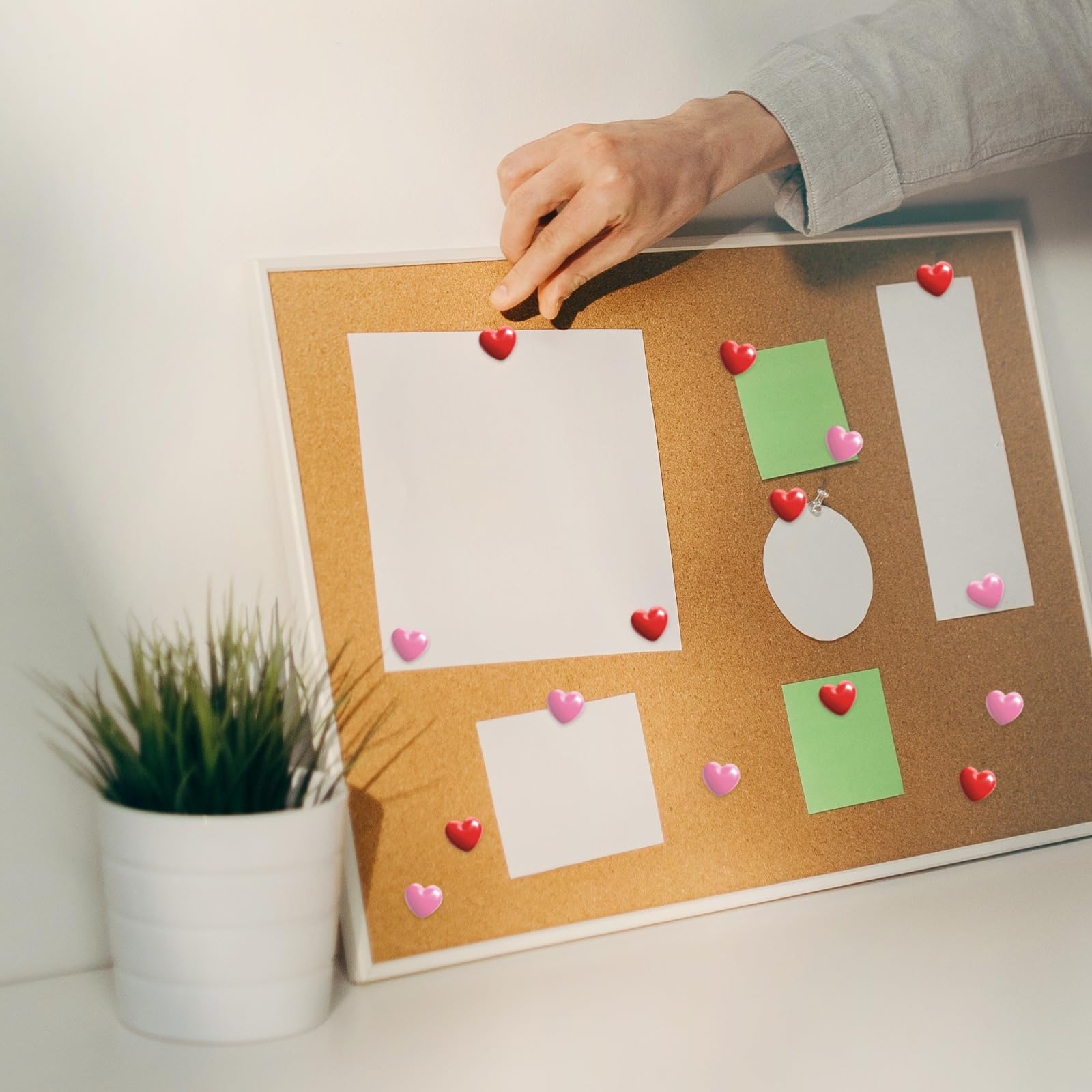 100 Chinchetas De Corcho En Forma De Corazón Rosa – Para Tablón De Anuncios, Decorativas