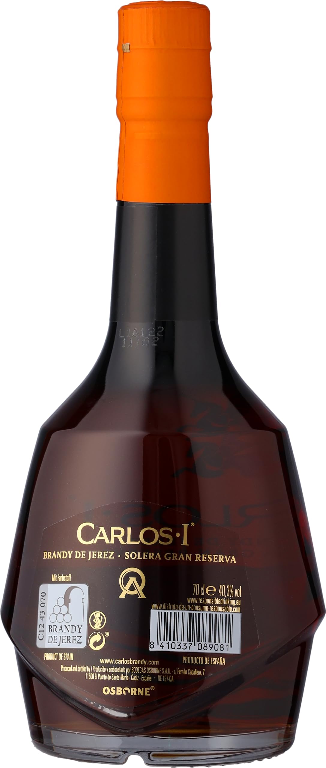 Carlos I Brandy de Jerez Amontillado – Solera Gran Reserva aus Spanien in hochwertiger Geschenkverpackung – gereift in 100-jährigen Solera-Fässern mit 40,3% vol. (1 x 0,7l)