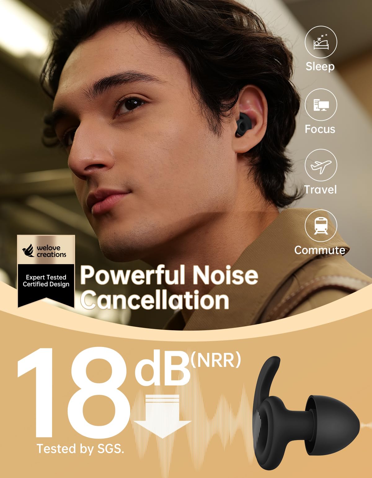 Welove - Tapones para los oídos ultra cómodos con el primer desinfectante UV, tapones para los oídos para dormir, protección auditiva para conciertos, festivales, deportes, ajuste personalizable,