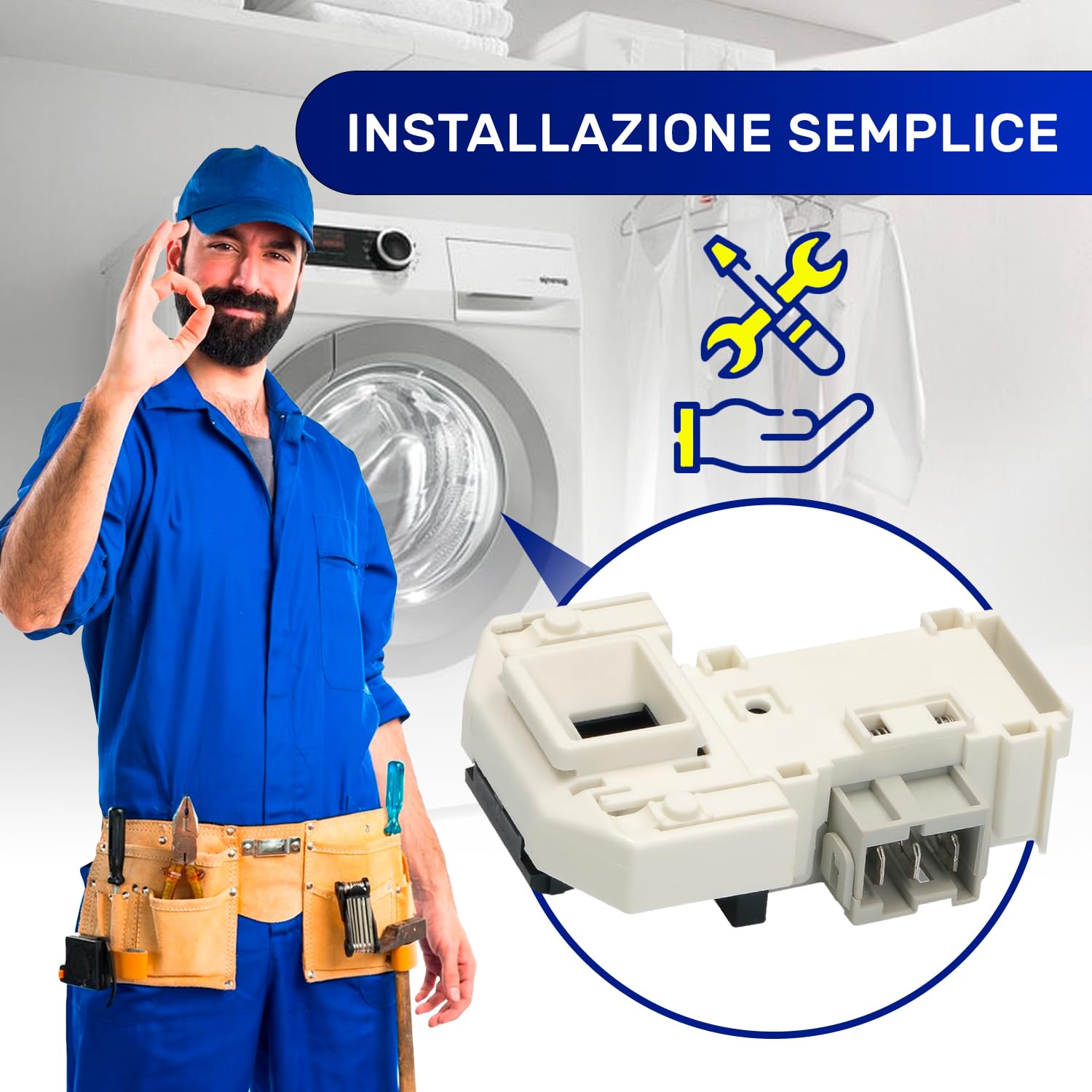 Elettroserratura Per Porta Della Lavatrice T85 16  6 A 250V - 1  2 A 250v Con 3 Co