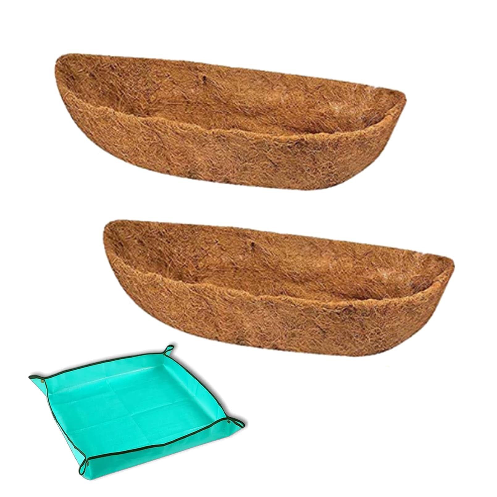 Half Trough Coco Liners - Coco Husk Liner - Fiber Replacement Liner for Planters - Natural Trough Coconut Coir Planter Liner - Coco Liner for Wall Hanging Baskets Home Garden Balcony 24 inch