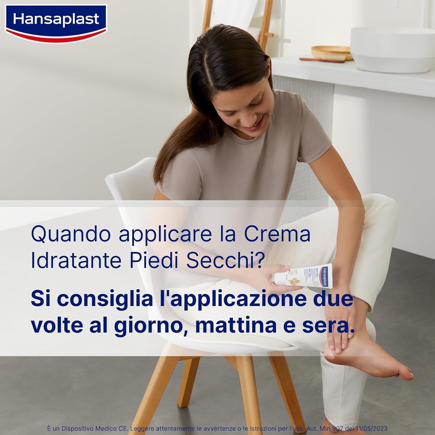 Hansaplast Crema Idratante per Piedi Secchi, Crema piedi secchi screpolati intensiva e nutriente, Formula per piedi ruvidi con 10% di urea, 1 confezione da 100 ml