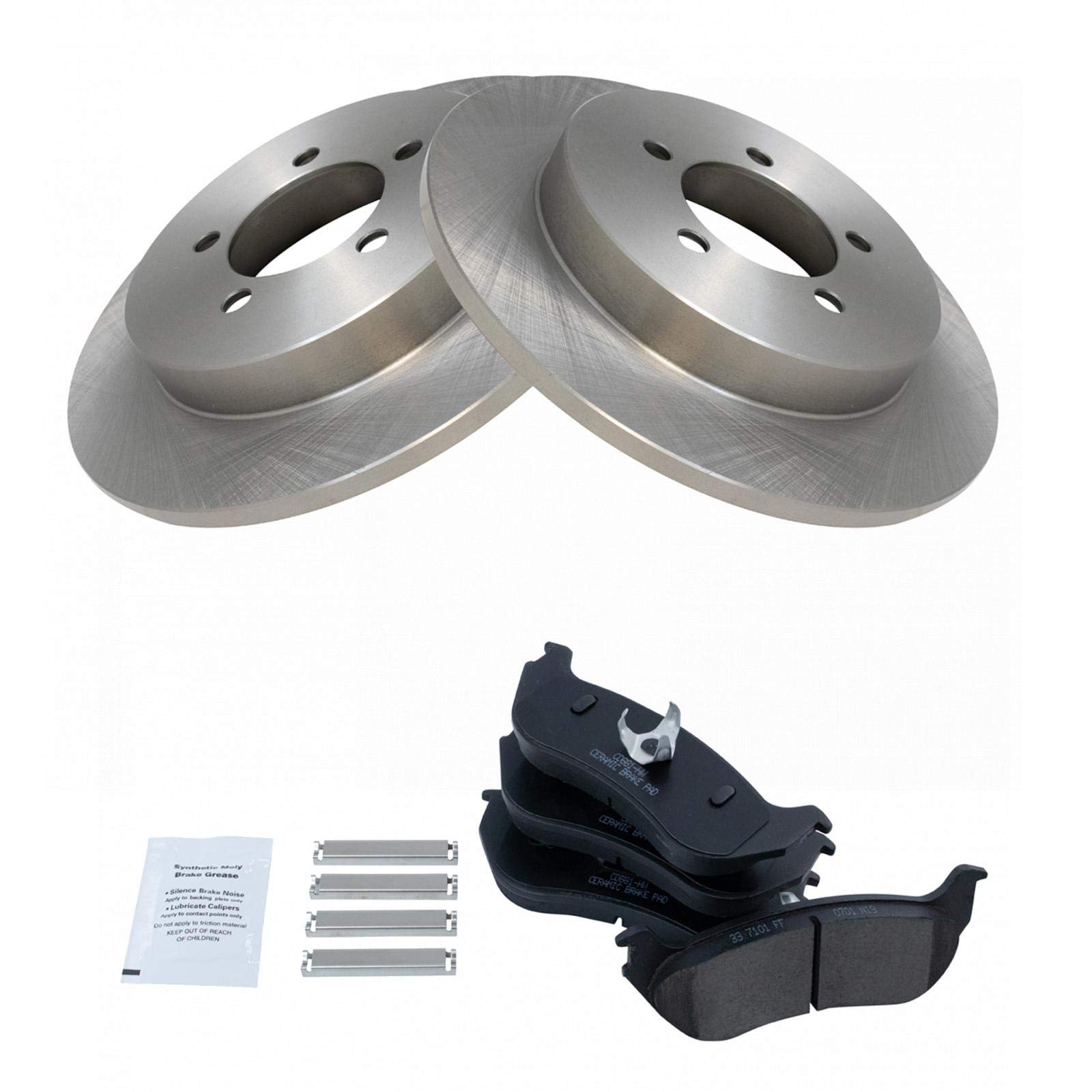 TRQ Rear Premium Ceramic Brake Pad & Rotor Kit for Mountaineer Explorer