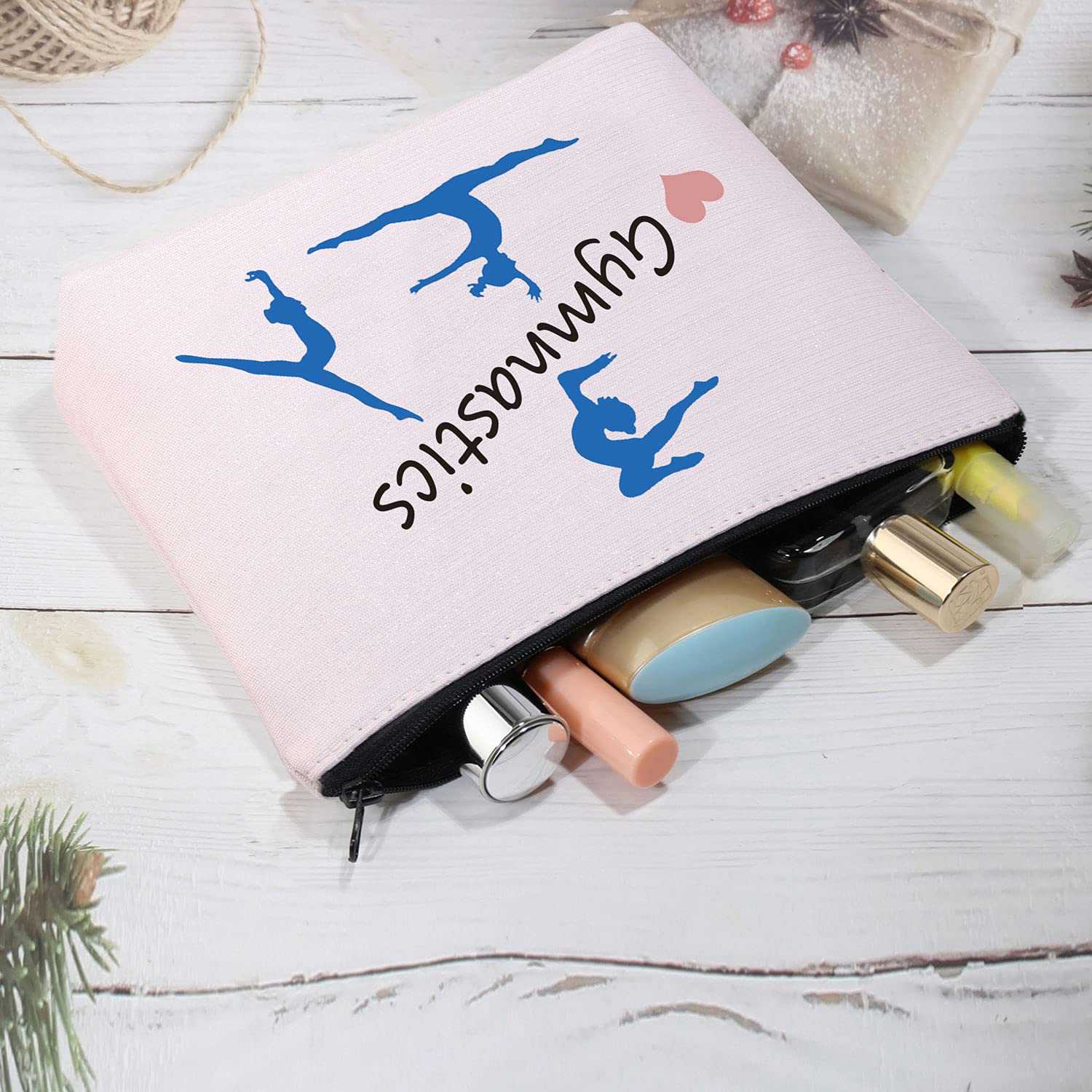 Gymnastics Gifts Gymnastics Makeup Bag Cosmetic Pouch Gymnasts Gifts for Girl Gymnastics Travel Bag Toiletry Bag Purse (Gymnastics Pink Bag) - Image 4