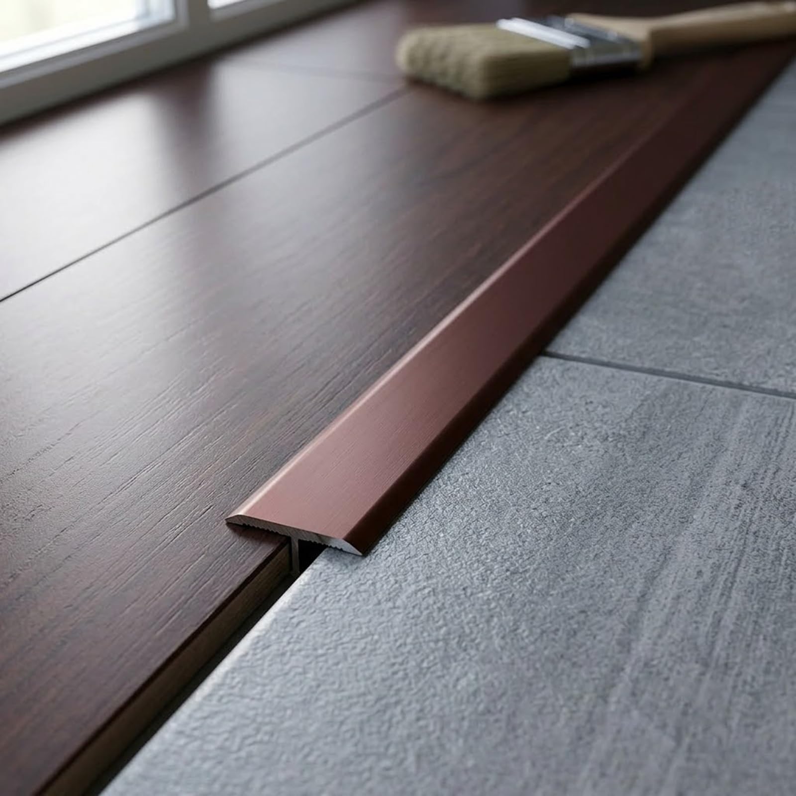 Profilo T in Alluminio, Striscia di Transizione per Pavimento | 80/90/100/140cm Profilo di Adesivo antiscivolo Coprisoglia, per Piastrelle(Gray,3.3cmx115cm)