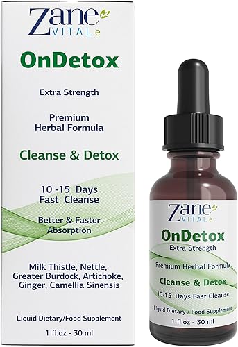 Zane OnDetox │10 – 15 días de limpieza rápida y apoyo | Suplemento de desintoxicación y reparación con cardo mariano, ortiga, bardana mayor,