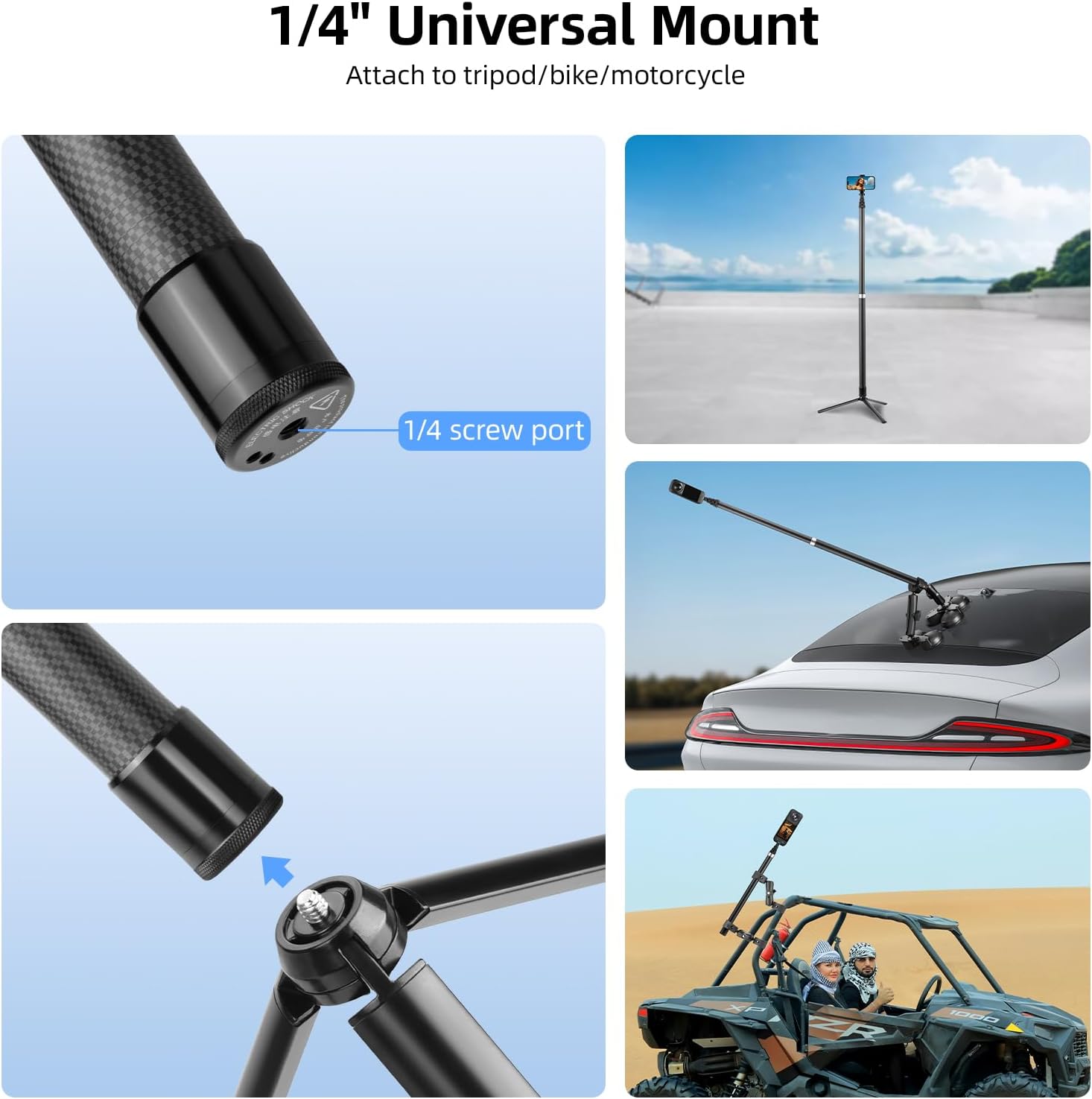 BRDRC 3m Selfie Stick and Magic Arm Clamp Mount for Insta360 X5 X4, Ultra-Long Extension Pole with Flexible 9.8" Arm for Camera Accessories