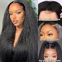 Vista 6 de GOLFMAX Yaki - Peluca de cabello humano lacio para mujeres negras, peluca de cabello humano rizado natural de 13 x 4, peluca de cabello humano