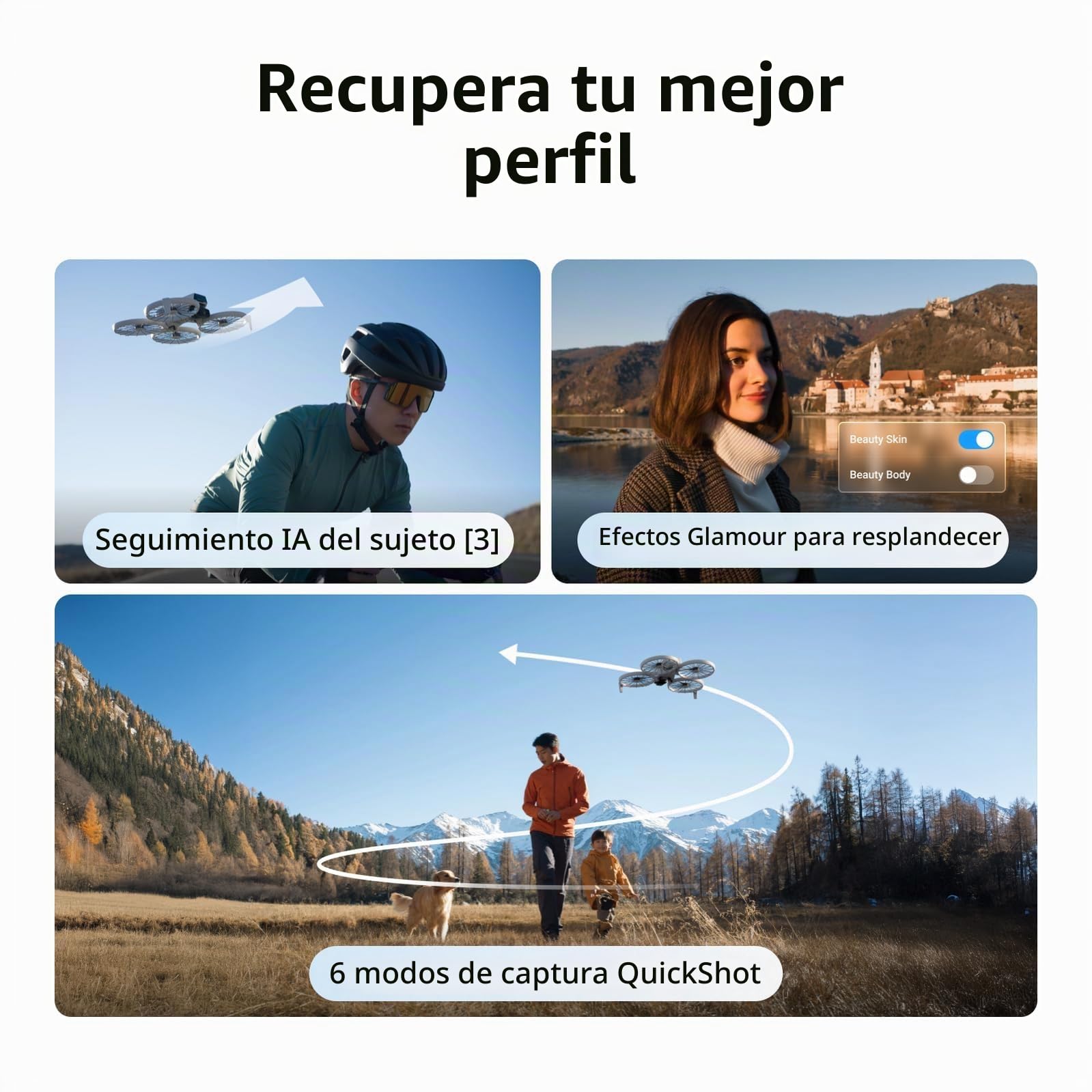 DJI Flip,Drone con cámara 4k adulto, mini drone con cámara, < 249g, drone función sígueme, 13km transmisión de vídeo, arranque manual,retorno automático,31min tiempo de vuelo,con delantal ((RC-N3))