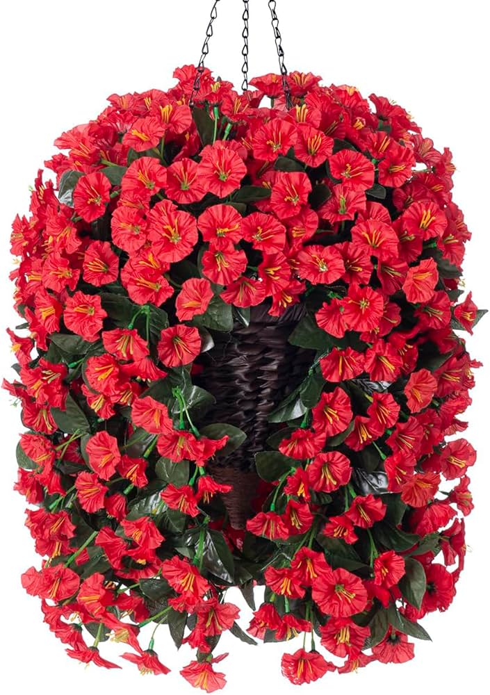 Amazon.com: HyeFlora Artificial Fake Red Hanging Flowers Plants
