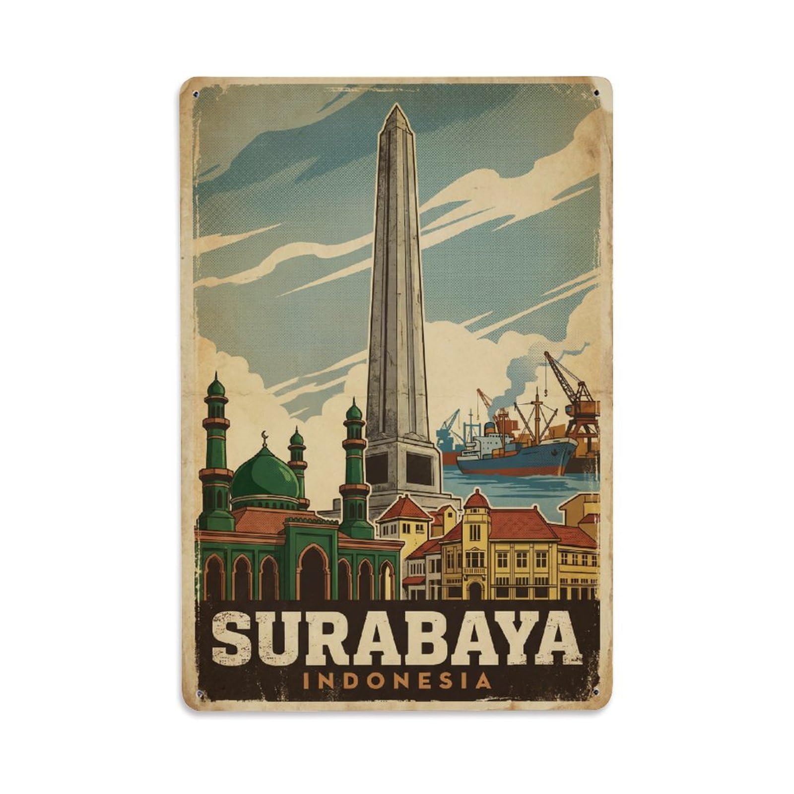 Metal Tin Sign Vintage Indonesia Surabaya Travel