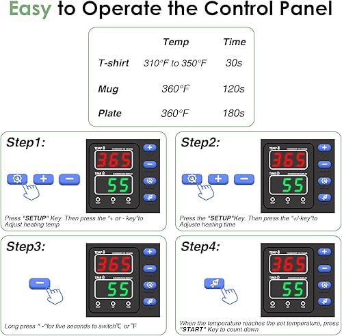 Miniatura 5 de Seeutek Máquina de prensa de calor 5 en 1 de 12 x 15 pulgadas, máquina de prensado de camisetas con oscilación de 360 grados, combo de sublimación