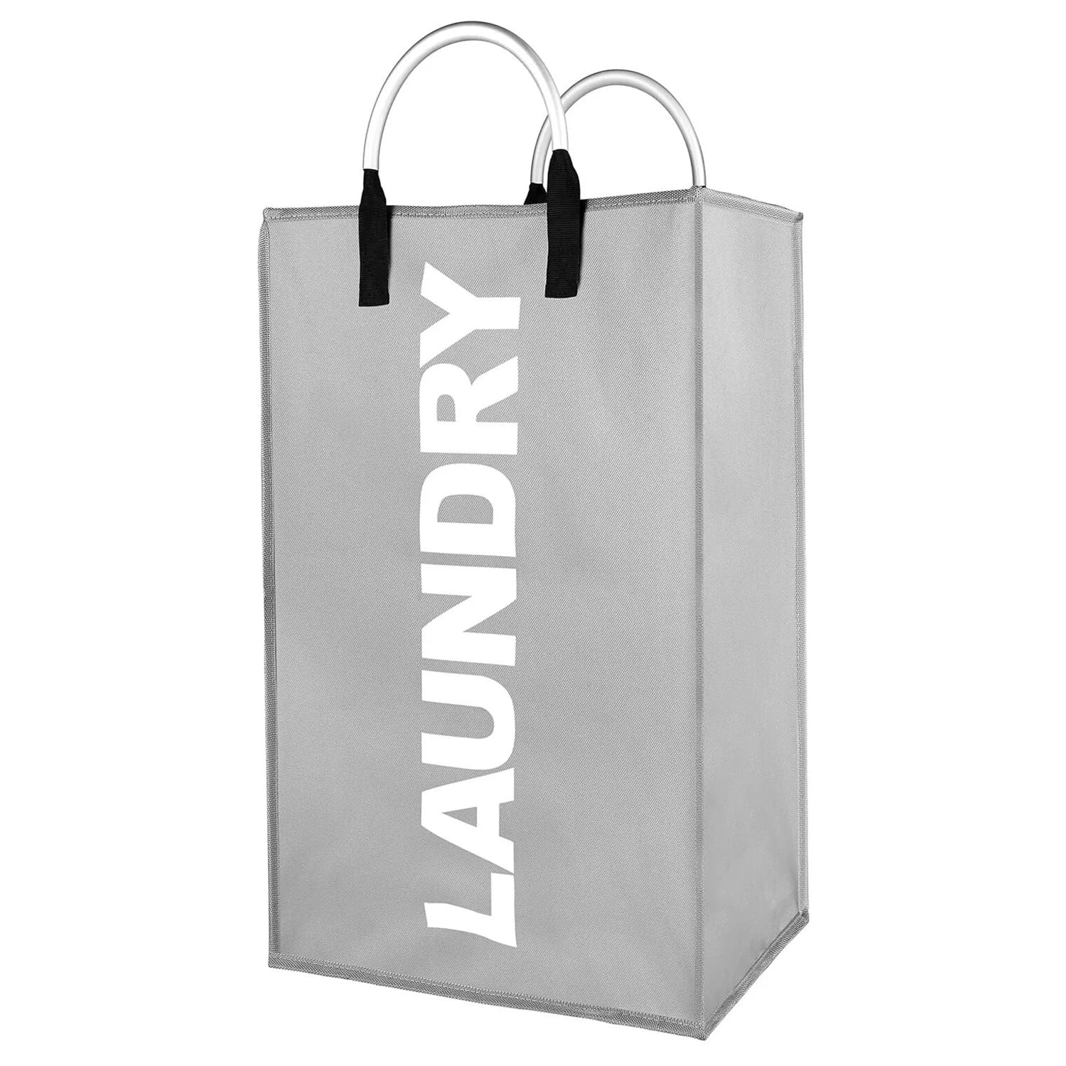 Atek Light Grey Laundry Basket, Laundry Hamper With Handle, Freestanding Foldable Large Dirty Clothes Basket For Bedroom, Bathroom, College Dorm