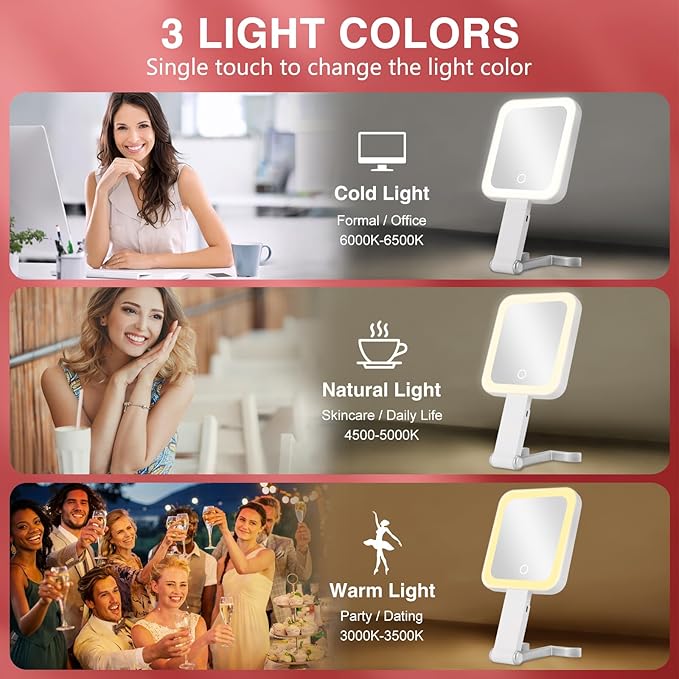 Espejo de Maquillaje Viajero con Luz DECLUTTR, 15X/1X miniatura 3