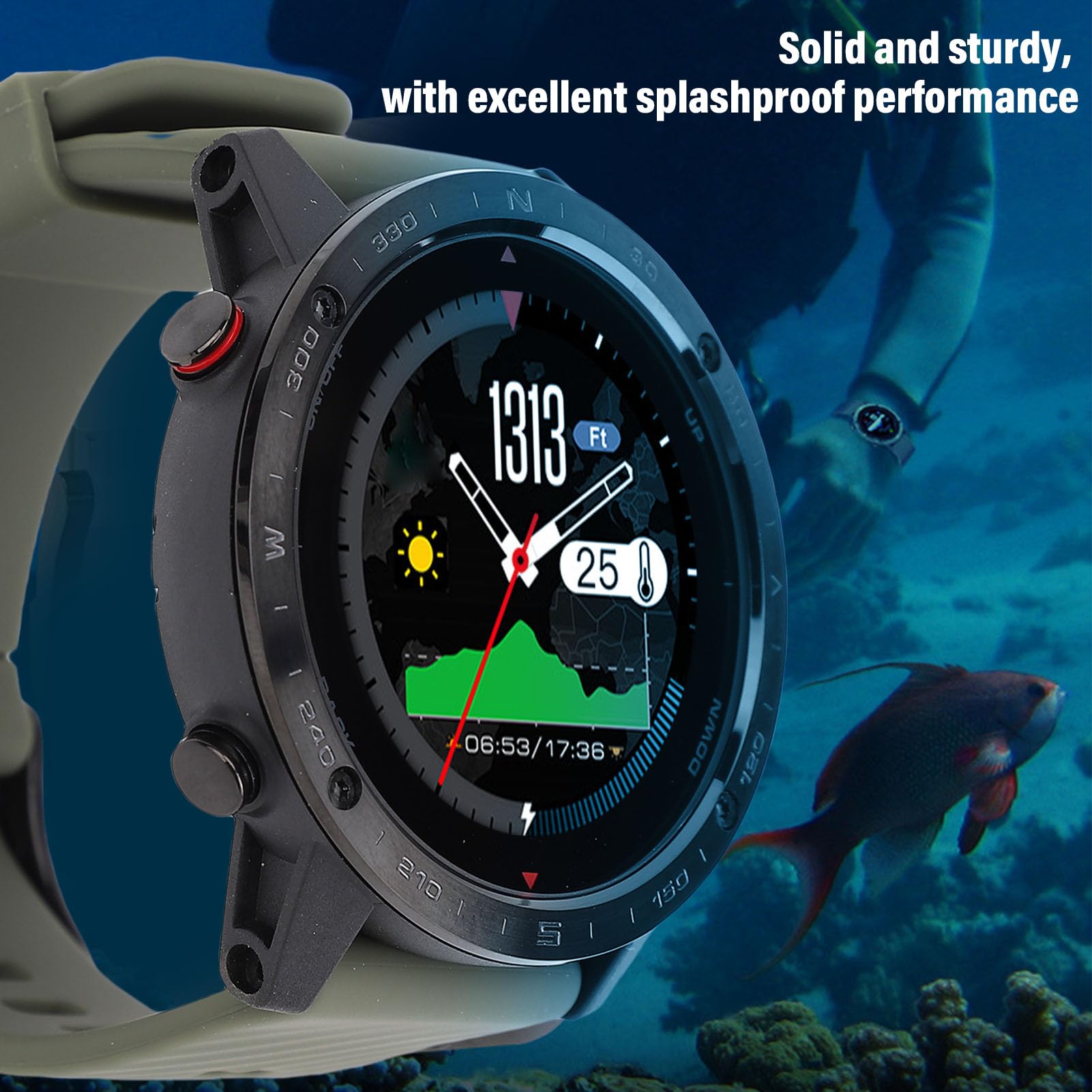 Smartwatch da Nuoto con Protezione Dall'acqua Fino a 50 Metri e Design Leggero per Immersioni Subacquee e Sport