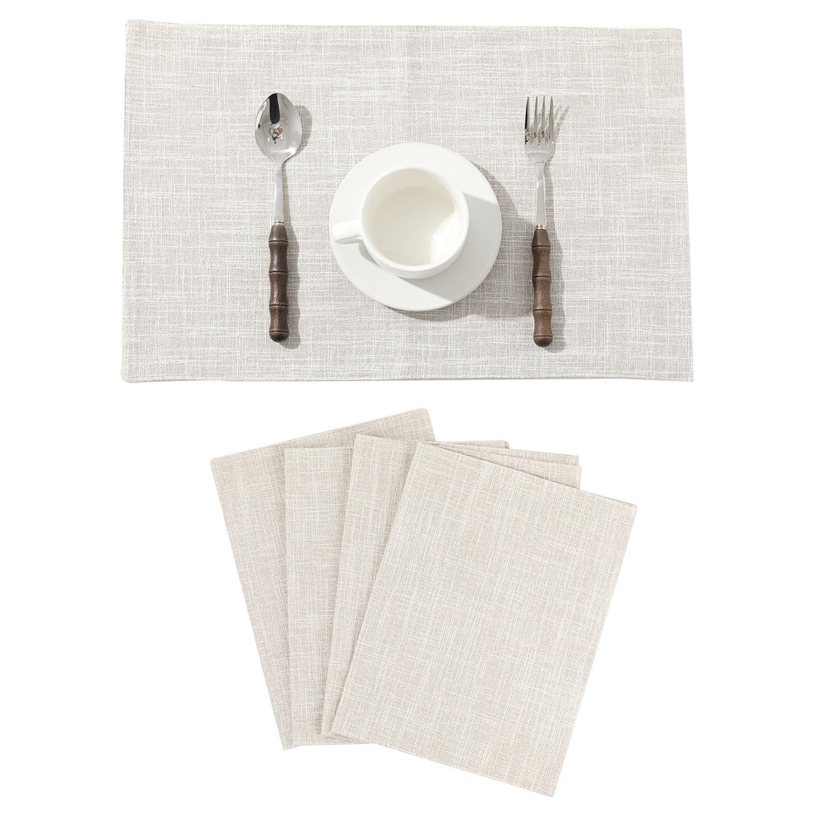 CYININGSR Cloth Placemats Set of 4 Double Layered Machine Washable Farmhouse Place Mats 18 X 11.8 Inch Heat Resistant Table Mats for Dining