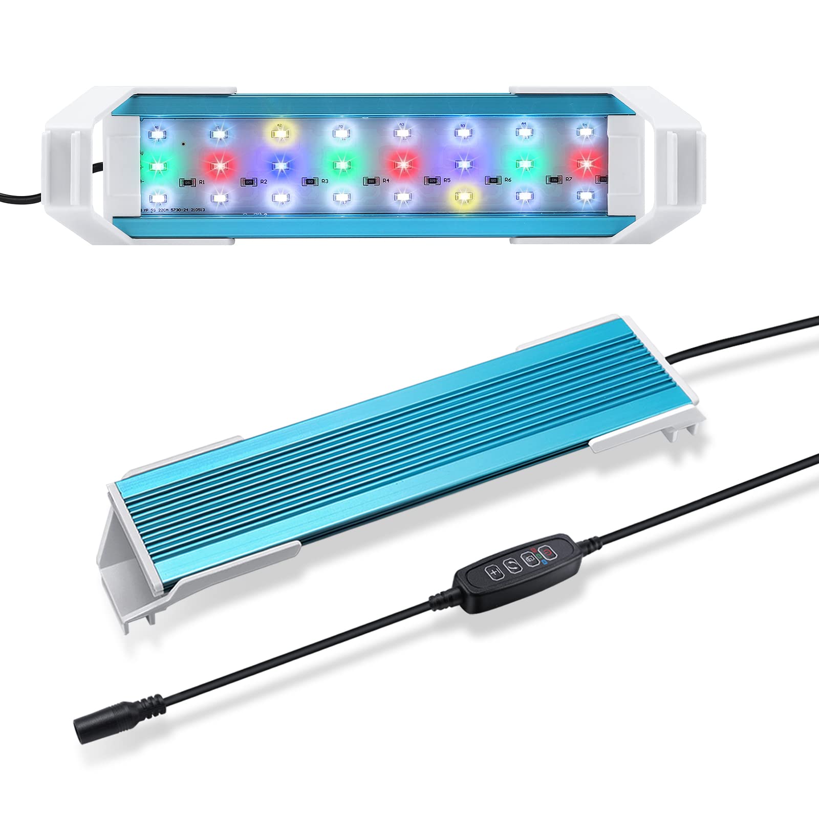 Fish Tank Light, Full Spectrum LED Aquarium Light with Aluminum Alloy Shell Extendable Brackets, Adjustable Timer Adjustable Brightness, for Freshwater Fish Tank (13W（for 9-14 inch Tank)