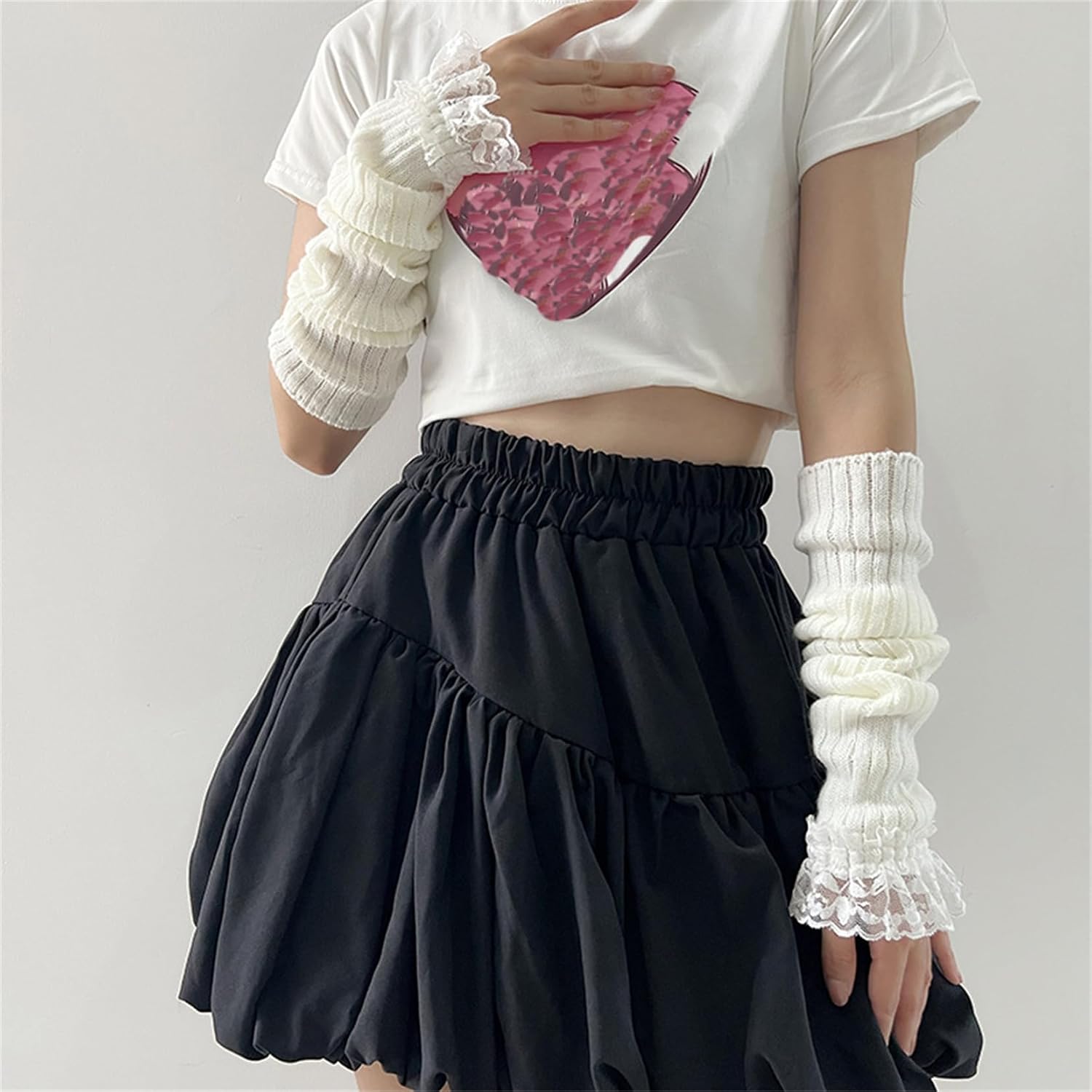 Gothic Arm Warmers Women Cute Y2k Harajuku Punk Fingerless Festival