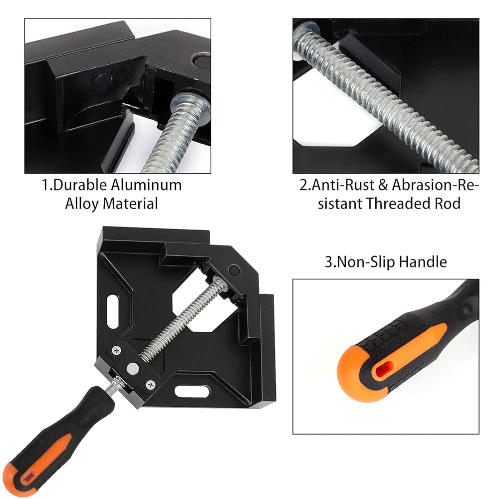 90 Degree Wood Corner Clamp 4-Pack 90u00b0 Corner Clamps For Woodworking - Aluminum Alloy, 5.5" Right Angle Jigs For DIY Projects 90 Degree Angle Clamp