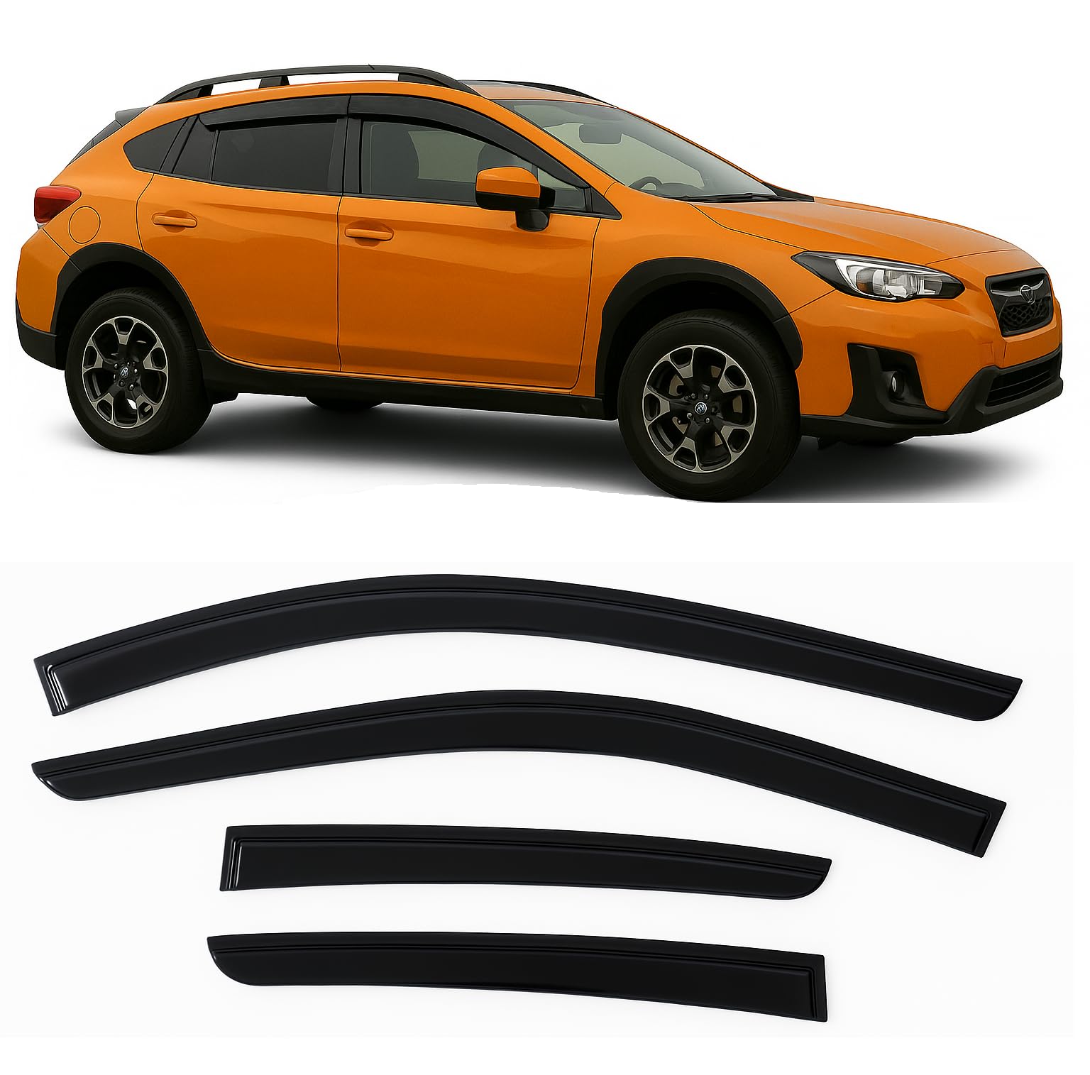 Optimal Co Smoke Black Tinted Tape-On Side Window Deflector Visors Rain Guards Compatible with Subaru Crosstrek 2018-2023 & Compatible with Subaru Impreza Hatchback 2017-2023