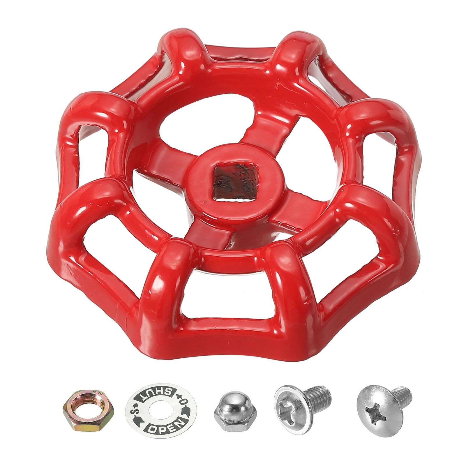 PATIKIL Wasserhahn Griff Rot - Gusseisen Ersatzgriff Mit 6x6mm Vierkantloch Für Außenwasserhähne