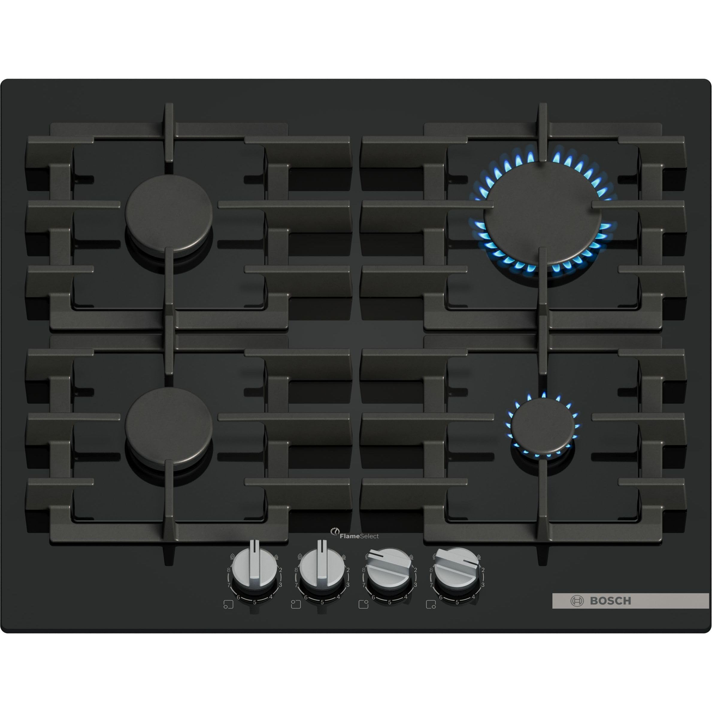 Bosch PPP6A6I40, Series 6, Gas Hob, 4 Burner, 60 cm, Black Tempered Glass