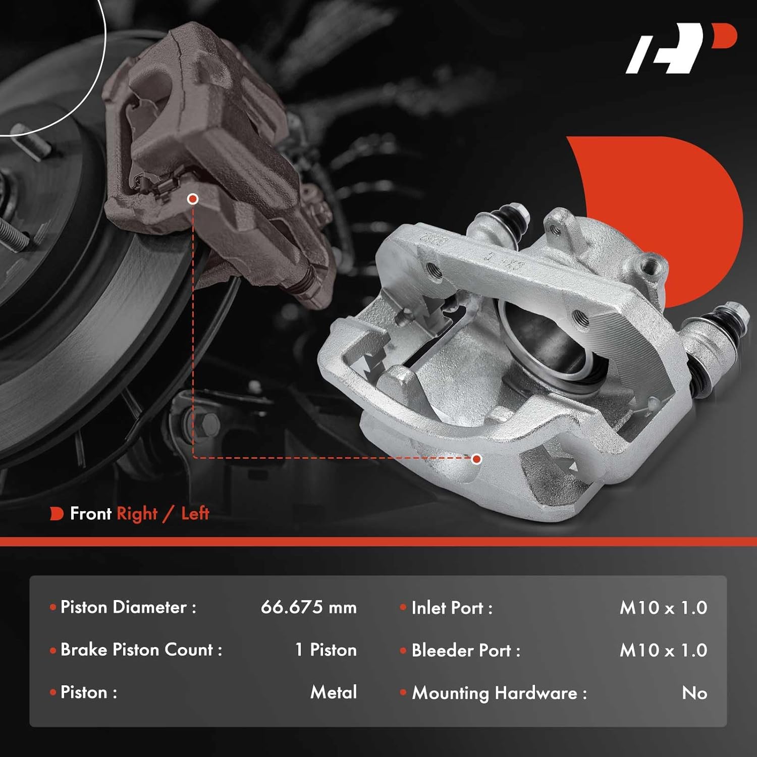 A-Premium Disc Brake Caliper Assembly with Bracket Compatible with Select Toyota Models - Pickup 1989 1990 1991 1992 1993 1994 1995, 3.0L, RWD - Front Right Passenger Side