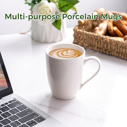 Miniatura 5 de GBhome Juego de 6 tazas de café de 12 onzas, color blanco hueso con mango grande para hombre, mujer, papá, mamá, tazas de café ligeras para café con